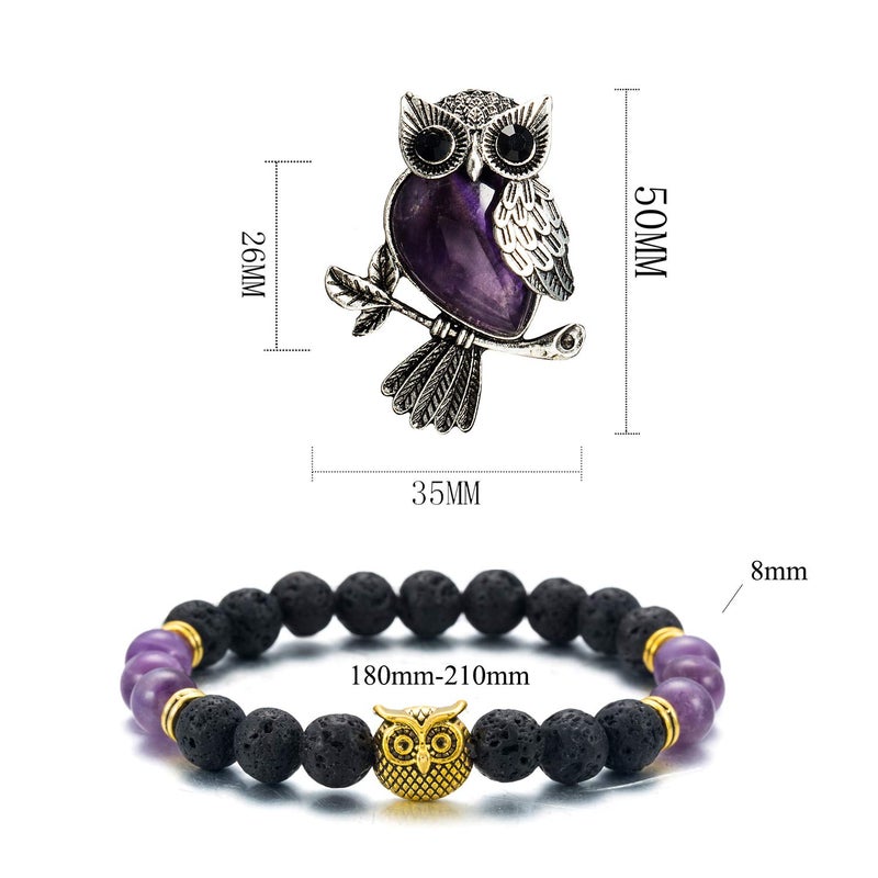 Softones Owl Healing Crystals Necklace & Bracelet Set - Reiki Spiritual Energy Gemstone Gifts for Women with Gift Box - Image 5